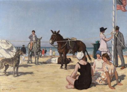 null René Xavier François Prinet (1861-1946).
Souvenir d'une plage américaine, 1927.
Huile...