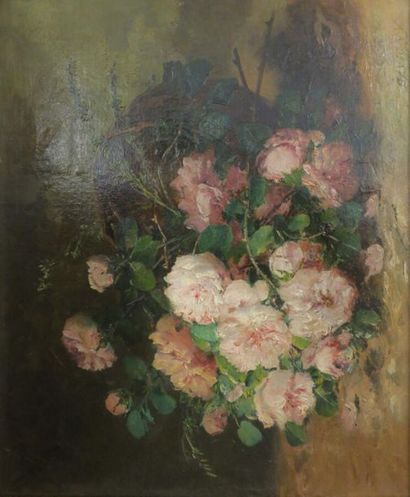 null Savigny (Henry Malfroy 1895-1944).
Les roses.
Huile sur toile.
Signé en bas...