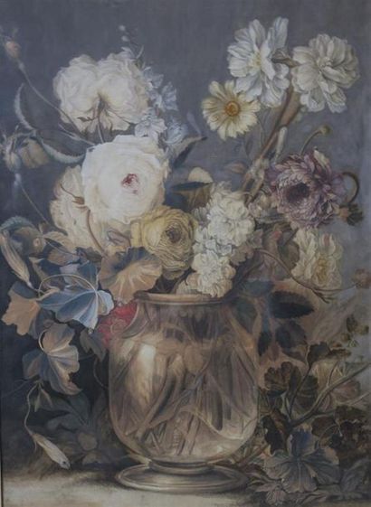 null ECOLE FRANCAISE du XIXe siècle
Vase de fleurs sur un entablement
Graphite et...