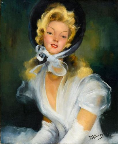 null Jean Gabriel Domergue (1889-1962)
Portrait de jeune femme au chapeau
Huile sur...