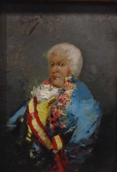 null Eugenio Lucas y Villaamil (1858-1918).
En pendant :
Portrait d'homme au haut...