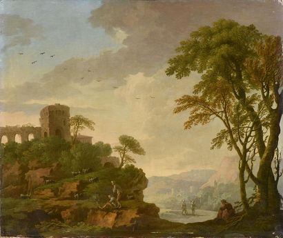 null HACKERT Jacob Philipp (Attribué à) 
1737 - 1807
Paysage de la campagne romaine...