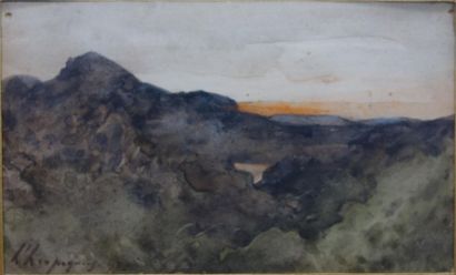 null Henri Joseph Harpignies (1819-1916).
Crépuscule, 1897.
Aquarelle sur papier.
Signé...