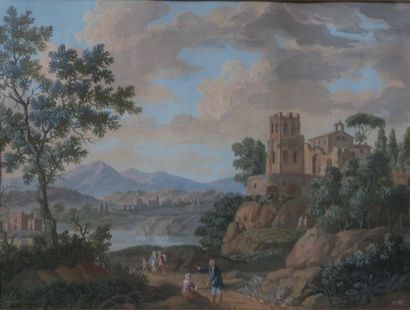 null MILLE L. 
Né à Martigues ; Fin du XVIIIe siècle.
1 - Paysage à la rivière enjambée...