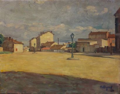 null Fernand Majorel (1898-1965).
La place déserte, 1931.
Huile sur toile.
Signé,...