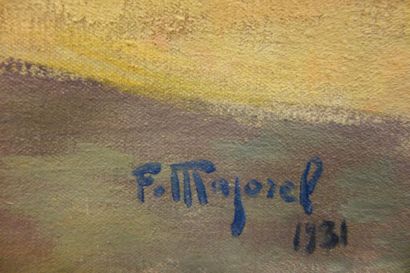 null Fernand Majorel (1898-1965).
La place déserte, 1931.
Huile sur toile.
Signé,...