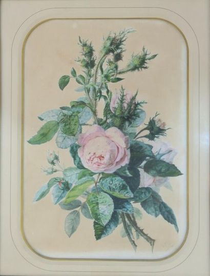 null Jean-Pierre Lays (1825-1887).
Gerbe de Roses.
Aquarelle sur papier vélin.
Signé...