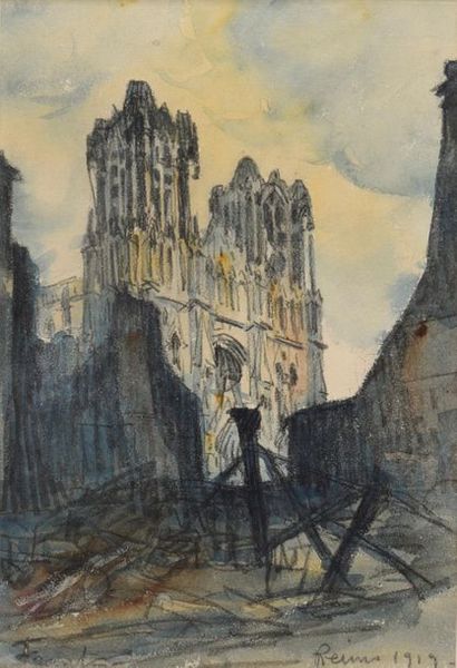 null Frank-Will (1900-1951).
Reims, 1919.
Aquarelle sur papier.
Signé en bas à gauche.
Situé...