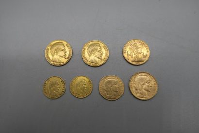 Lot en or comprenant : 4 PIECES 20 F (1860...