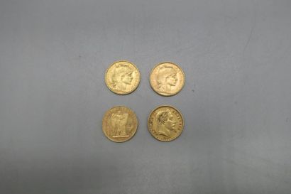 4 PIECES 20 F or (1861-1898-1901-1909)
Lot...