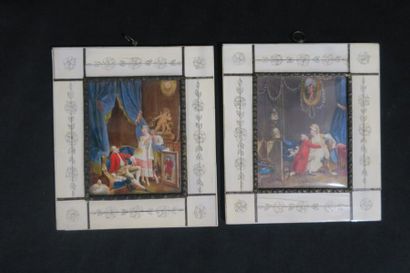 null Deux miniatures représentant des scènes galantes, les deux signées Boudin ?...
