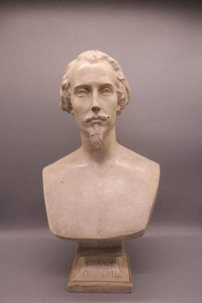 null Aime Irvoy (1824 - 1898)
Gustave Chadeuil.
Plâtre. 
H. 43 cm. 