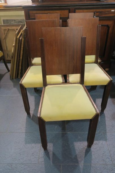 null Six chaises de style Art Déco, garniture jaune. 