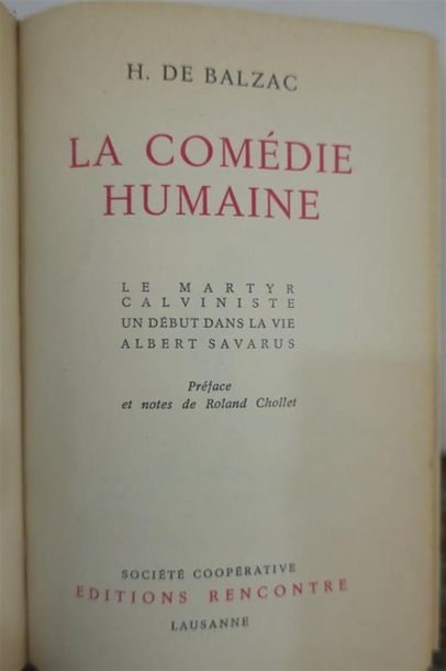 null Honoré de Balzac, La comédie humaine. 24 volumes. Lausanne, 1960.
