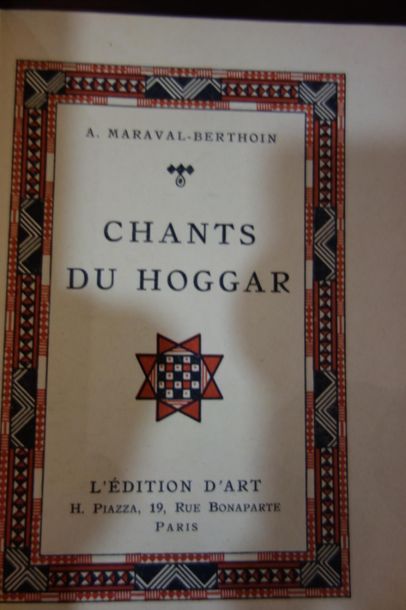null Chants du Hoggar, A. Maraval Berthoin, 1 volume. 