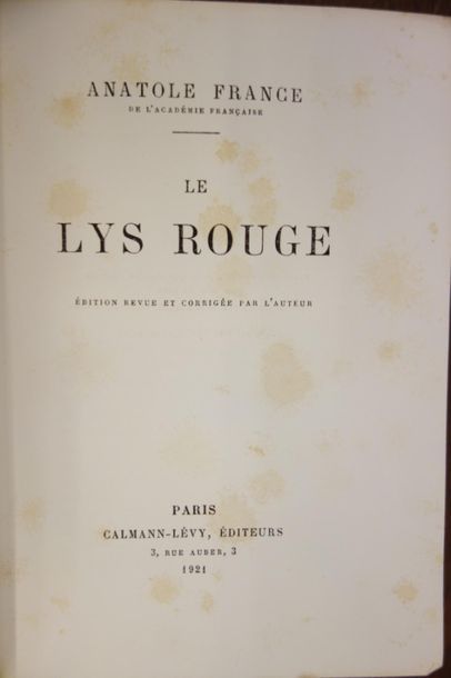 null Théophile GAUTIER, Le roman de la Momie, 1921 ; Anatole FRANCE, Le lys rouge,...