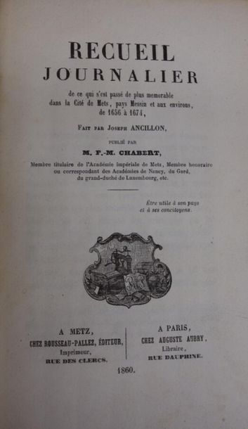 null Recueil journalier, cité de Metz de 1656 à 1674 par Jean Anuillon (1860) avec...