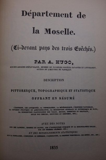 null Histoire du Département de la Moselle (René Bour). JOINT : La Moselle - Édition...