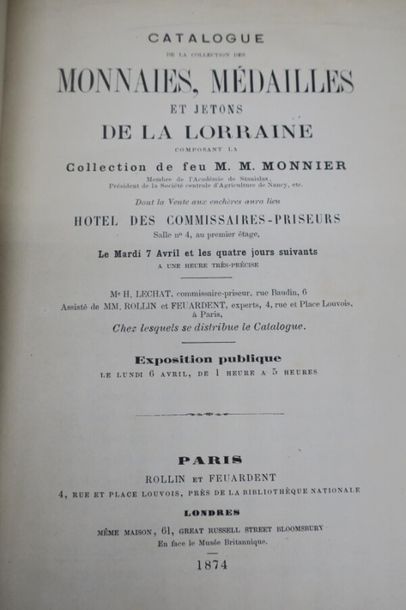 null ROLLIN et FEUARDENT. 
Collection de Lorraine de Mr MONNIER 1874 ,1765 numéros,...