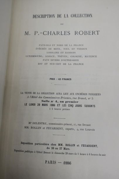 null ROLLIN et FEUARDENT. 
Collection ROBERT catalogue de la vente Paris 1886 reliure...