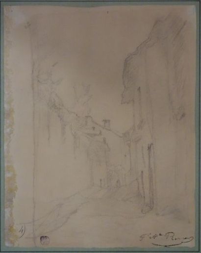 null François-Auguste Ravier (1814-1895).
Rue à Crémieu.
Mine de plomb sur papier...