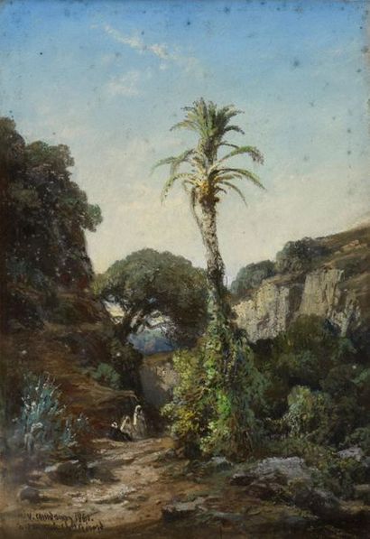 null Vincent Courdouan (1810-1893).
L'Oued, 1861.
Pastel sur papier.
Signé, daté...