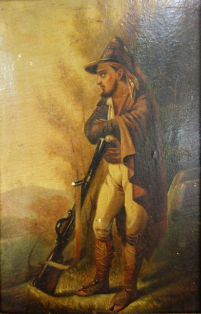 null Dans l'entourage d'Alexandre Decamps (1803-1870).
Le contrebandier.
Huile sur...