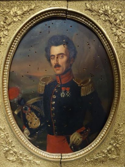 null Attribué à Henri Valton (1798-1878).
En pendant : 

Portrait d'un militaire.
Huile...