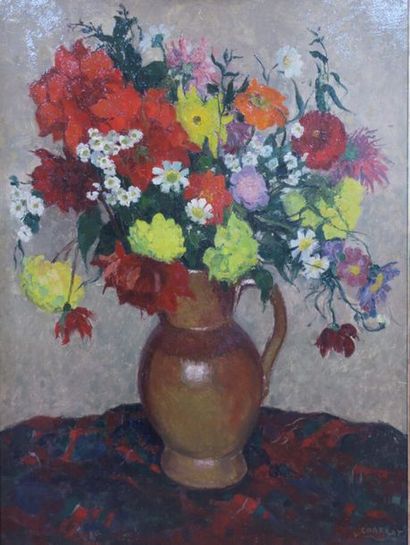 null Louis Charrat (1903-1971).
Fleurs dans une cruche.
Huile sur panneau.
Signé...