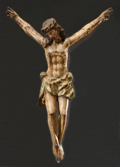null Christ en bois sculpté et polychromé.
XVIIIème siècle.
H.47 cm.
Accidents, restaurations.
Présenté...
