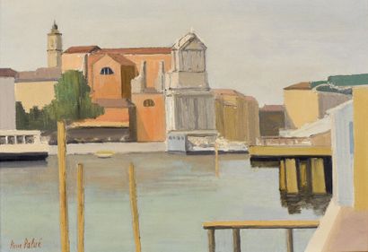 null Pierre Palué (1920-2005).
Venise.
Huile sur toile.
Signé en bas à gauche.
38...