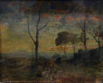 null François-Auguste Ravier (1814-1895).
Les arbres.
Aquarelle sur papier collé...