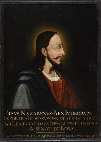null ECOLE FRANCAISE du XVIIème siècle
Portrait de profil de Jésus de Nazareth
Huile...
