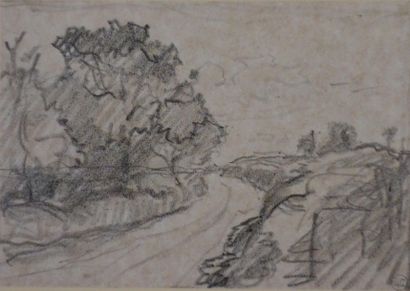 null Louis Hilaire Carrand (1821-1899).
Paysages.
En pendant, deux dessins au fusain...