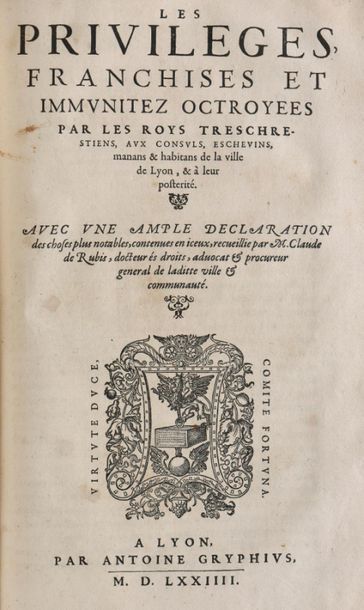 null PARADIN DE CUYSEAULX (Guillaume). MÉMOIRES DE L'HISTOIRE DE LYON. LYON,
ANTOINE...