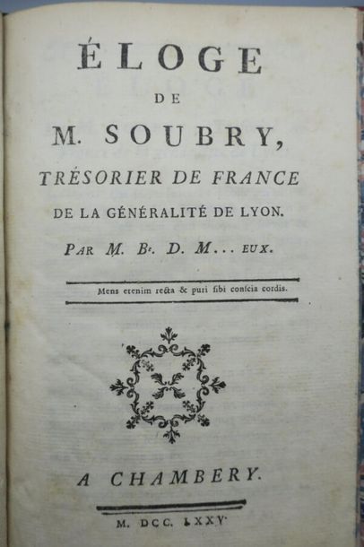 [BRUYZET DE MANIVIEUX]. ÉLOGE DE M. SOUBRY,...