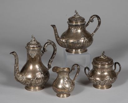 null Service à thé et café dans le style Louis XV, chiffré. 

Poinçon Minerve, Mo....