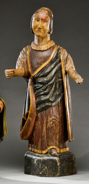 null Sainte Femme en bois sculpté et polychromé.

XVIIIème siècle.

H. 74 cm.

Accidents,...