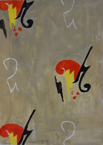 null Pierre Pelloux (1903-1975).
Composition, 1952.
Etude pour soierie lyonnaise.
Gouache...