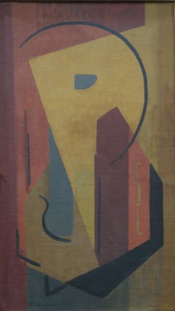 null Daniel Gloria (1908-1989).
Composition, vers 1950.
Peinture à l'oeuf sur toile...