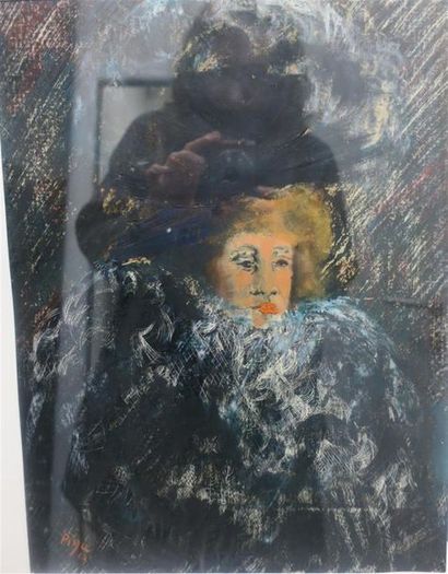 null Bernard Piga (1934-2008).
Femme au chapeau, 1963.
Huile sur panneau.
Signé et...