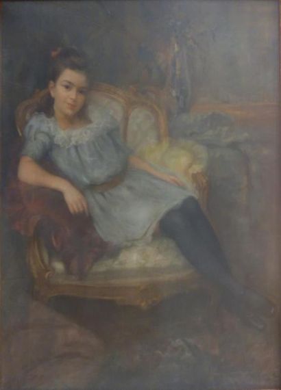 Louis Piot (1867-1947).
Jeune fille en robe...