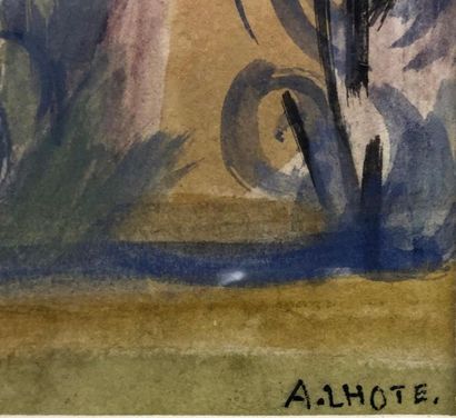 null André Lhote (1885-1962).
Paysage en Provence.
Gouache sur papier.
Signé en bas...