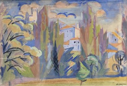 André Lhote (1885-1962).
Paysage en Provence.
Gouache...