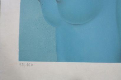 null Félix Labisse (1905-1982).
Quatre nus bleus. 
Lithographie sur papier japon....