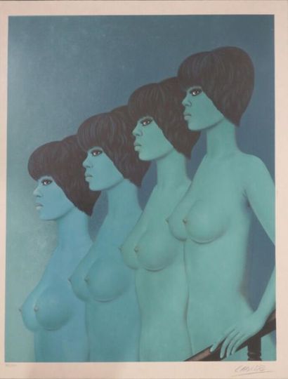 Félix Labisse (1905-1982).
Quatre nus bleus....
