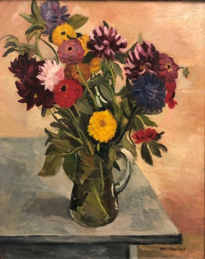 null Antoine Chartres (1903-1968).
Bouquet, 1938.
Huile sur toile.
Signé, daté en...