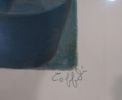 null Louis Toffoli (1907-1999).
Femme en bleue au chapeau.
Lithographie sur papier.
Signé...