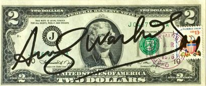 null Andy Warhol (1928-1987).
Two dollars.
Billet de 2 dollars signé par l'artiste.
6,5...