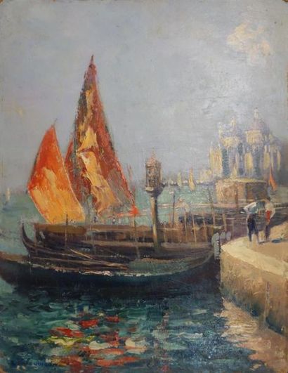 Ernest Marguinaud (XXème siècle).
Venise.
Huile...